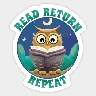 Read Return Repeat Owl with books Sticker